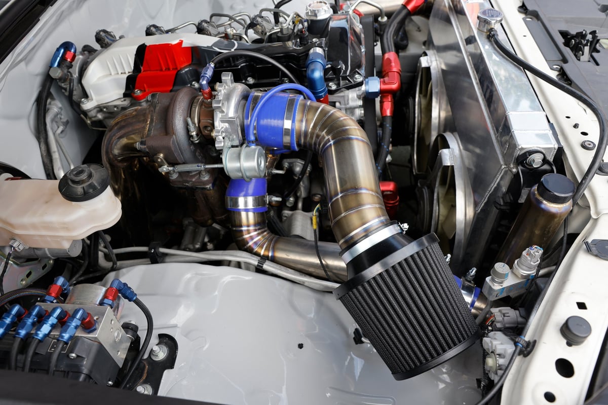 Turbo charger and waste gate on race car engine