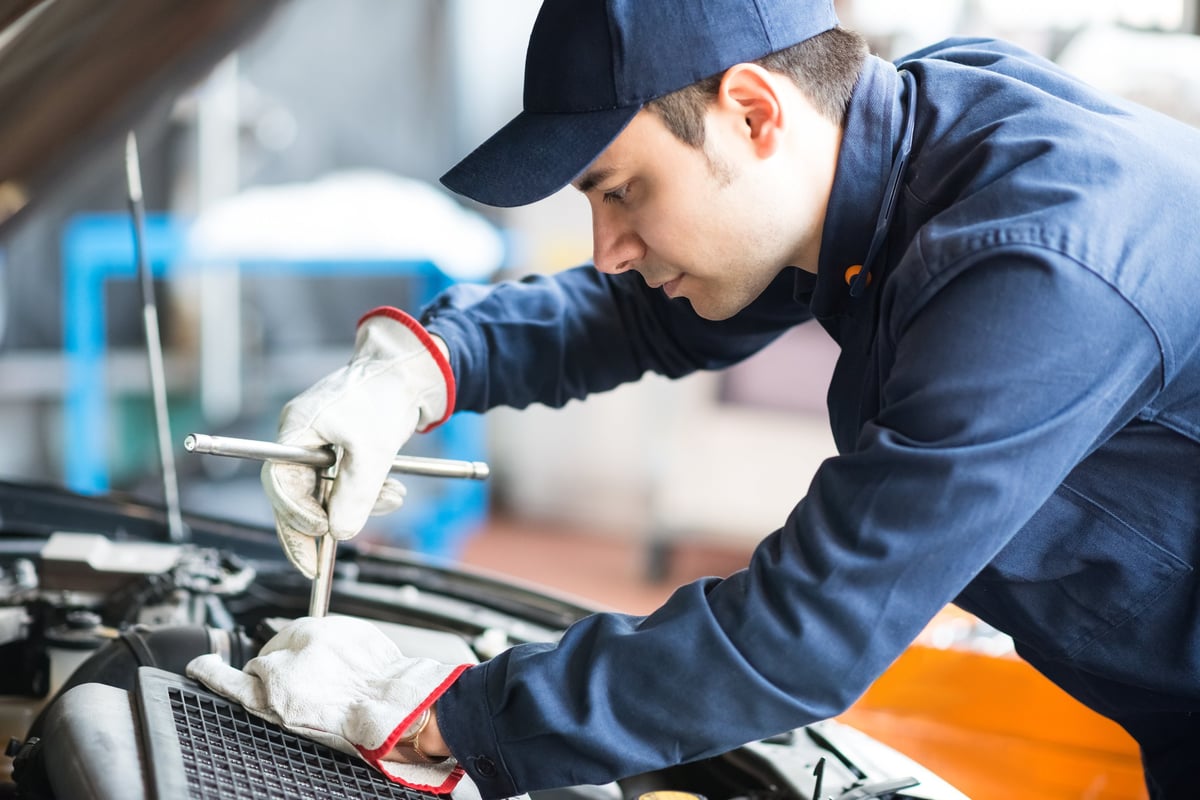 Mechanic working on a truck